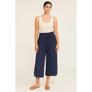 NWT Joie Navy Gauze Wide Leg‎ Cropped Pants Smocked Waist Drawstring